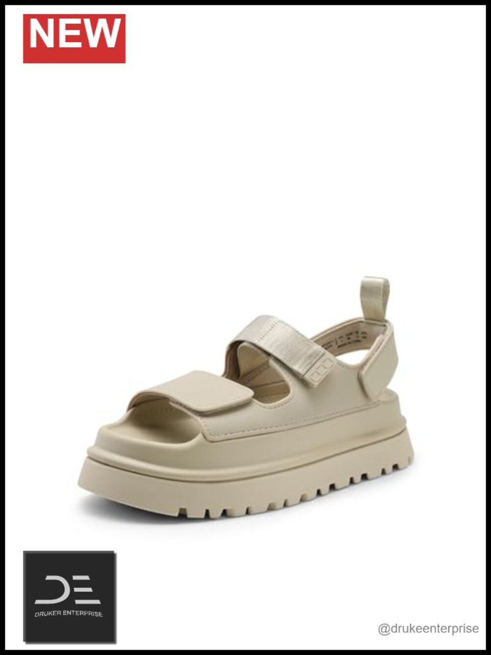 Platform Summer Flat Sandals Soft Sole Hook-and-Loop Straps All-Day Wear